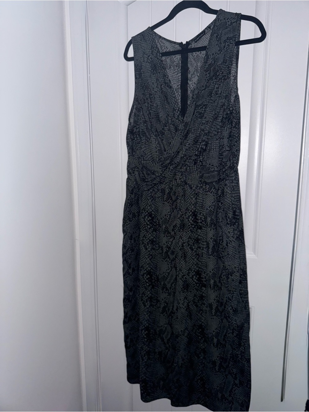 Black Tape_ Plus Size 1X Snakeskin Wide Leg Jumpsuit Gray Black